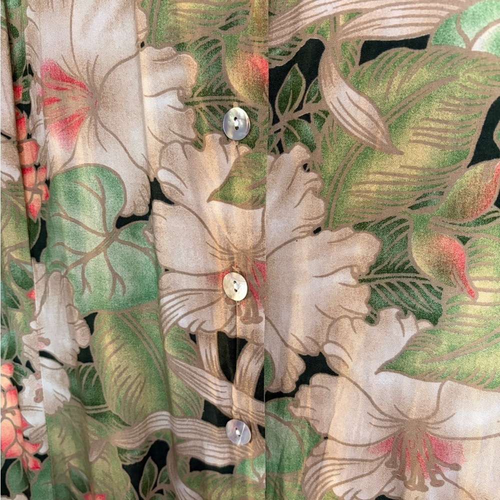 90s Plus Size J.B.S. Green Floral Maxi Dress - Size 30W - Picture 3 of 5